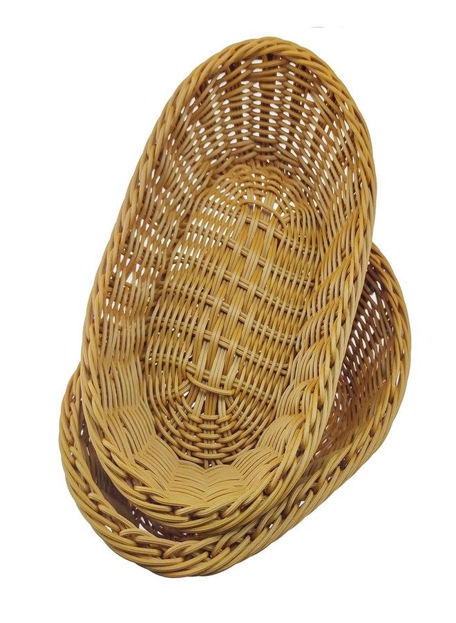 ANRUIDE 2 Pack Polyester Wicker Bread Basket Imitation Rattan Braid Basket Woven Table Food Fruit Vegetable Service Basket for Restaurant Service Display Home Outdoor Dining Room - Image 1